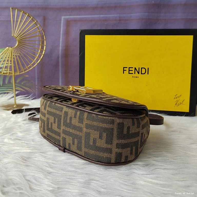 Cheap HOT Fendi Brown Mini FF Fabric Bag C'mon Motif In 0723